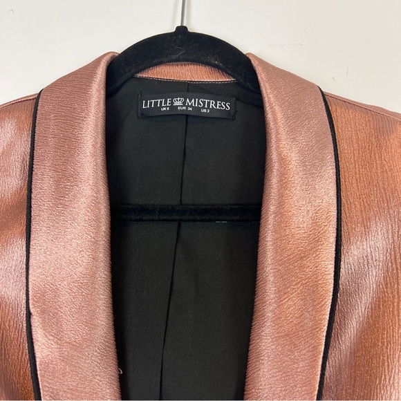 ASOS Little Mistress Satin Blazer Cigarette Pants Contrast Black Piping Copper - Picture 10 of 16